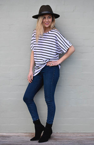 White & Black French Stripe
