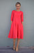 Summer Coral Women&#39;s Merino Wool Fit and Flare Dress with 3/4 Sleeves
