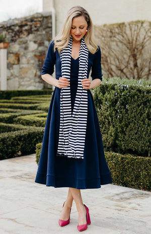 Navy Blue and Ivory Stripe