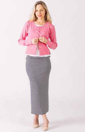Navy & Ivory Narrow Stripe