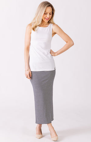 Navy & Ivory Narrow Stripe