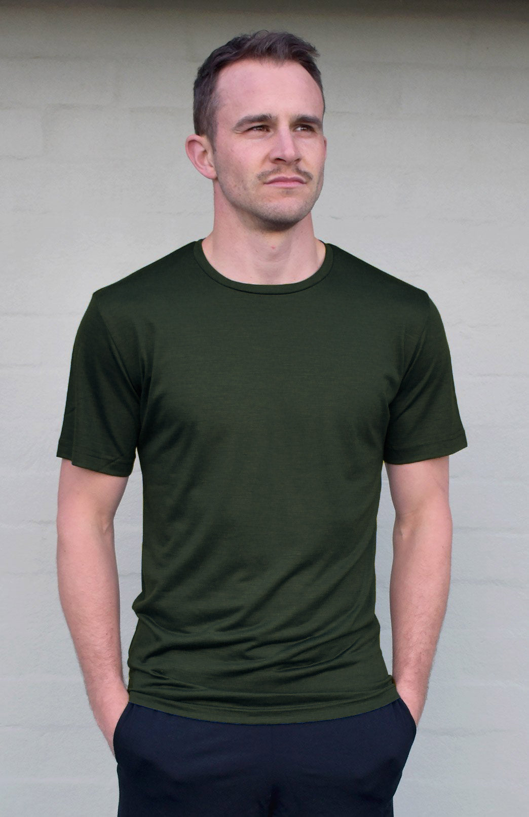 Kale Green Men&#39;s Merino Wool T-Shirt

