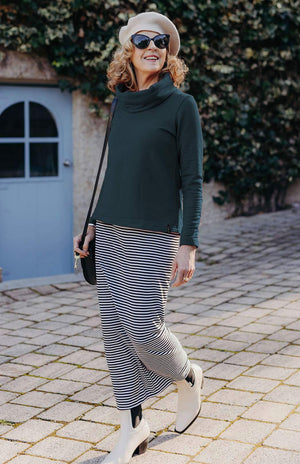 Navy & Ivory Narrow Stripe