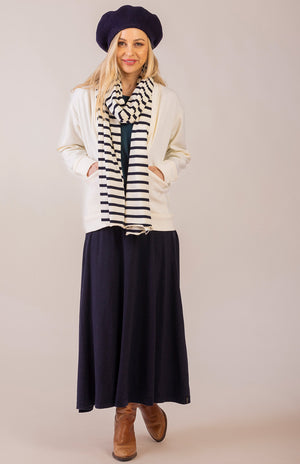 Navy Blue & Cream French Stripe