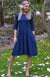 Indigo Blue Women&#39;s Merino Wool Fit and Flare Dress with 3/4 Sleeves
