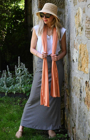 Navy & Ivory Narrow Stripe