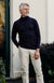 Navy Blue Men&#39;s Merino Wool Long Sleeve Top
