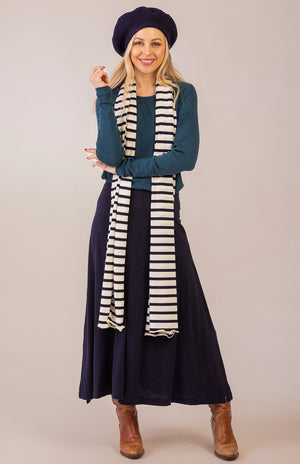 Navy Blue & Cream French Stripe