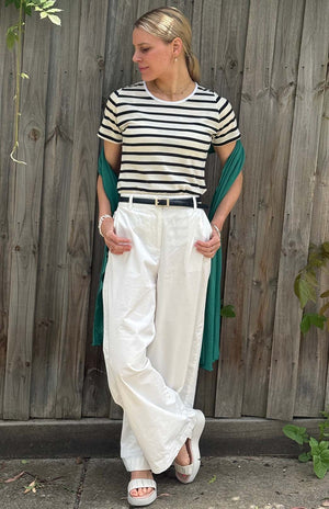 Navy Blue & Cream French Stripe