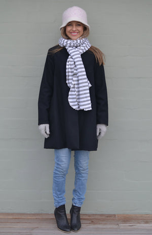 Grey Marl and Ivory Stripe