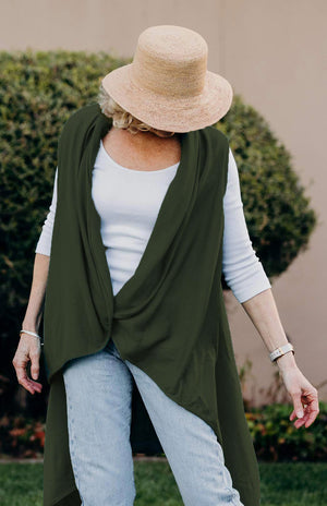 Merino Sleeveless Wrap (Rib)