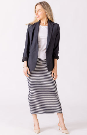 Navy & Ivory Narrow Stripe