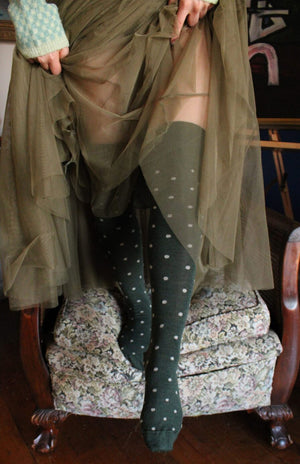 Dotty - Green with Taupe Spots