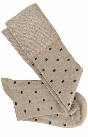 Dotty - Taupe with Green Spots