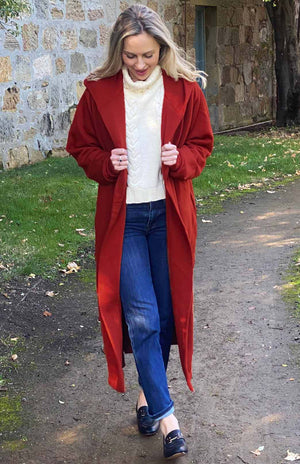 100% Wool Fleece Hooded Coat