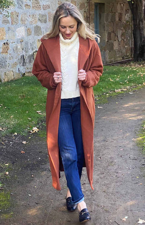 100% Wool Fleece Hooded Coat