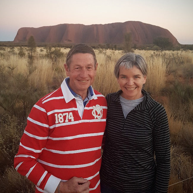 Therese keeping warm on a chilly morning in the red centre (Zip Neck Top - 220g).
