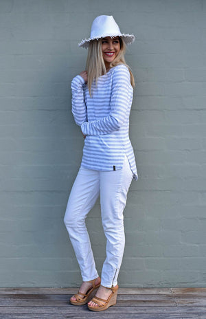 Soft Grey & Crisp White Stripe