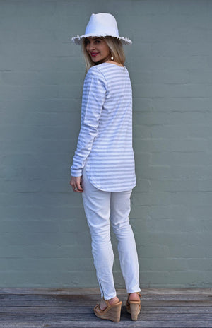 Soft Grey & Crisp White Stripe