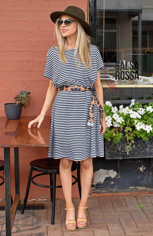 Navy Blue and White Narrow Stripe