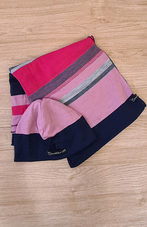 Rose Candy Pink & Navy Multi Stripe