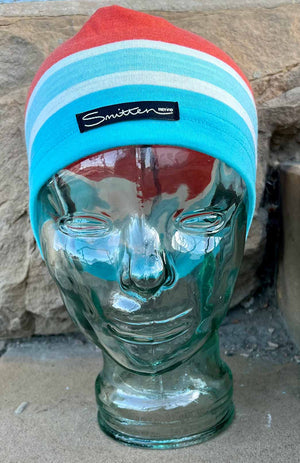 Aqua Navy & Orange Stripe