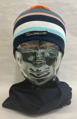 Aqua Navy & Orange Stripe