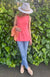 Watermelon Pink Women&#39;s Merino Wool Sleeveless Rib Capri Top
