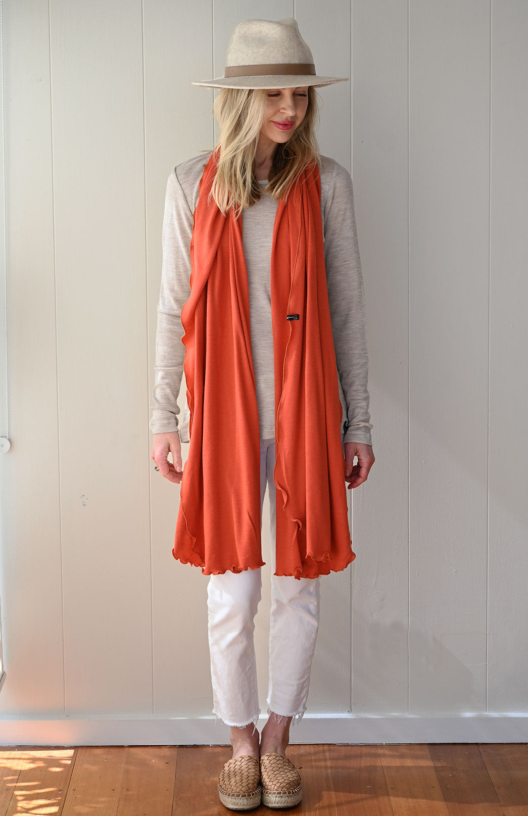 Burnt Orange Women&#39;s Merino Wool Luxury Scarf
