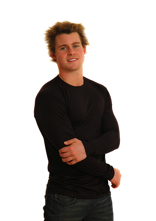 Mens black crew neck top - long sleeve - 340g (Size M)
