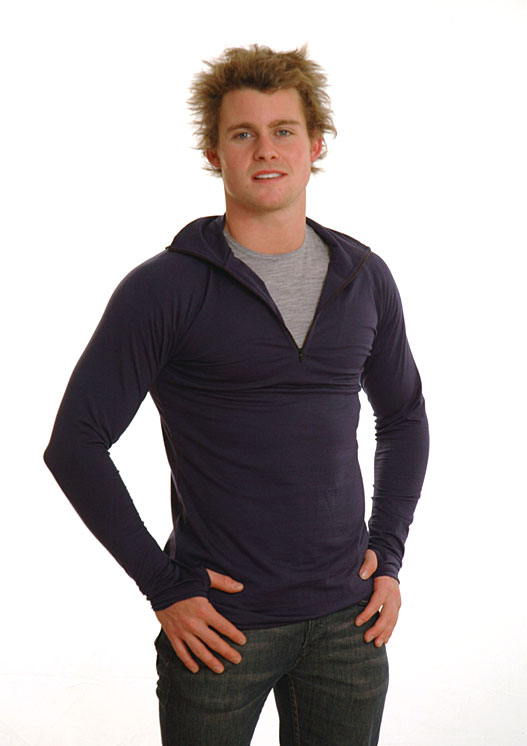 Mens black zip neck top - heavy weight (Size M)
