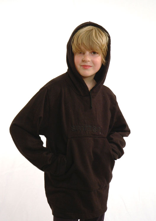 Childrens black wool fleece hoody (Size M)