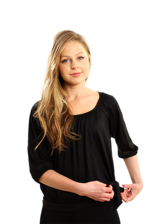 Black gathered top with tie (Size M)