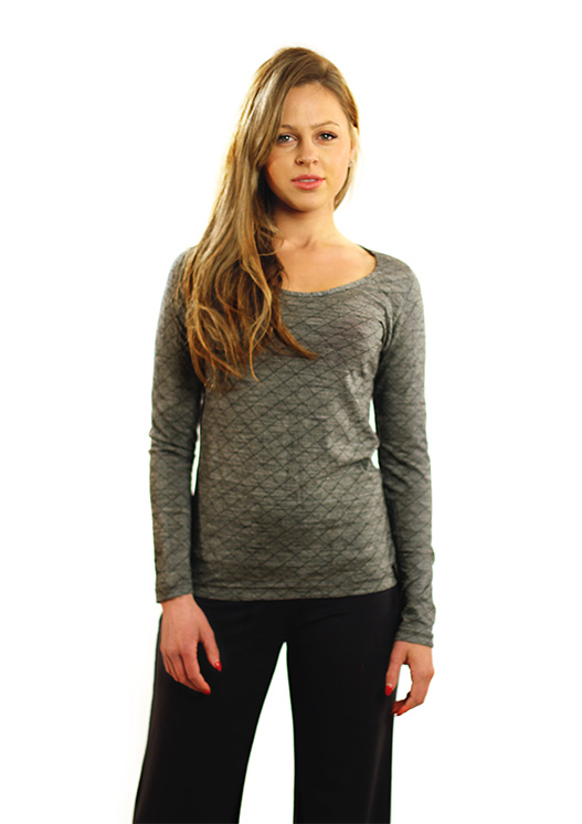 Diamond jacquard scoop neck top (Size M)
