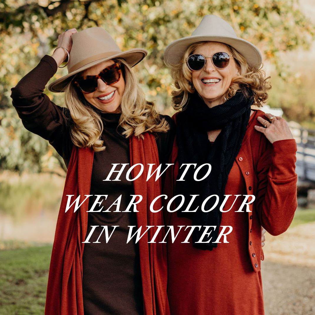 Nicola and Holly, with the caption text: How to Wear Colour in Winter