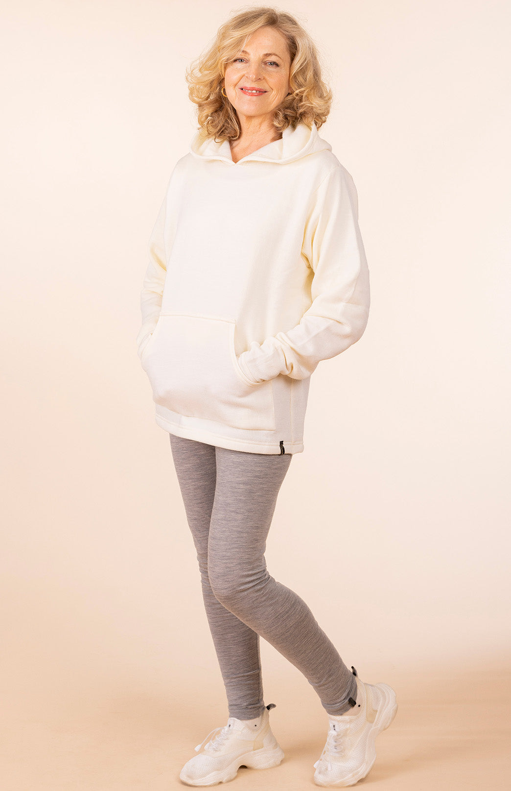 Ivory Women's Merino Wool Thermal Fleece Hoody