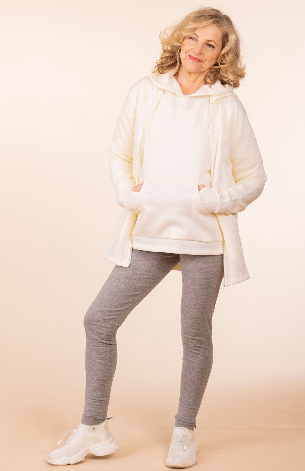 Ivory Women's Merino Wool Thermal Fleece Hoody
