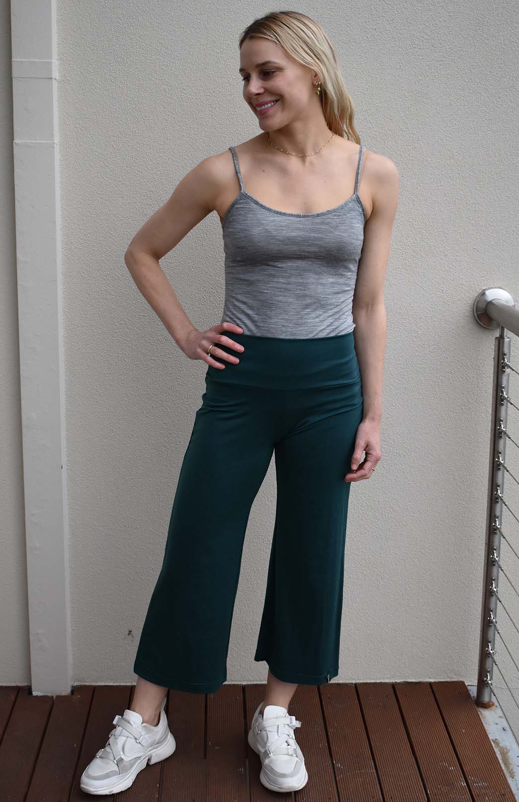 Light Grey Marl Women's Merino Wool Layering and Activewear Camisole Top