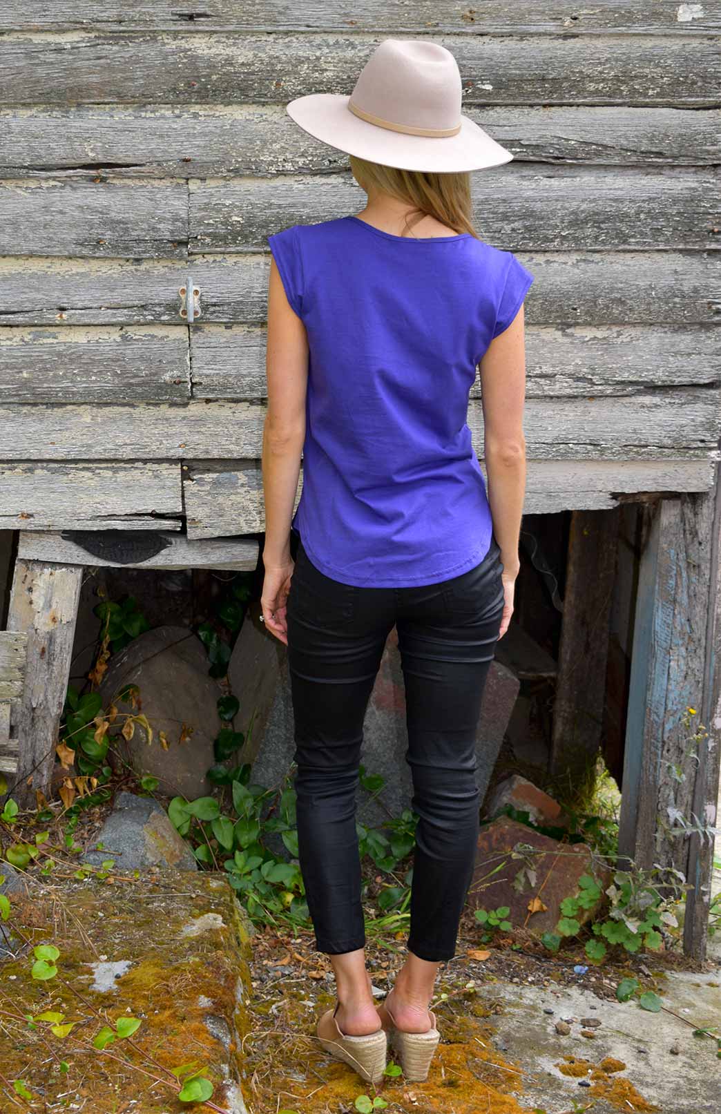 Amythest Purple Women's Organic Cotton Cap Sleeve Fashion T-Shirt