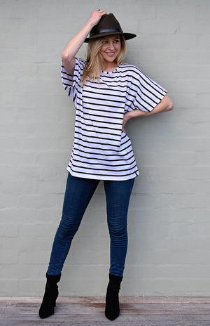 White & Black French Stripe