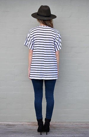 White & Black French Stripe
