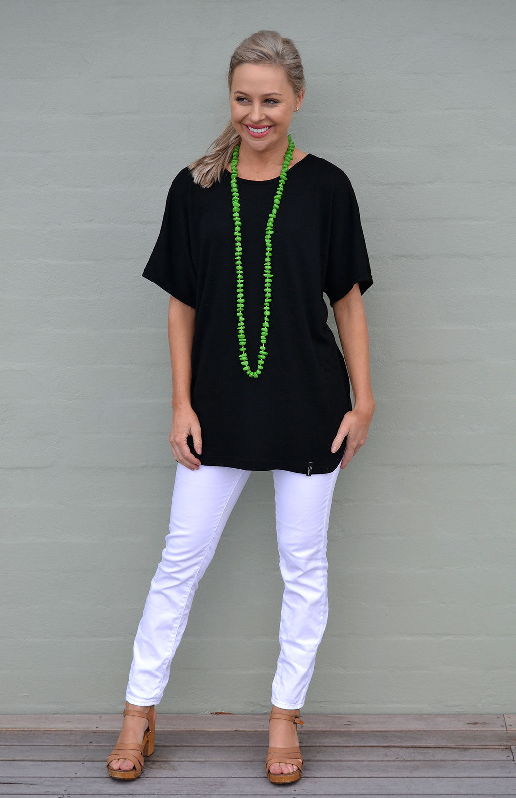 Black Women's Merino Wool Loose-Fit Tunic