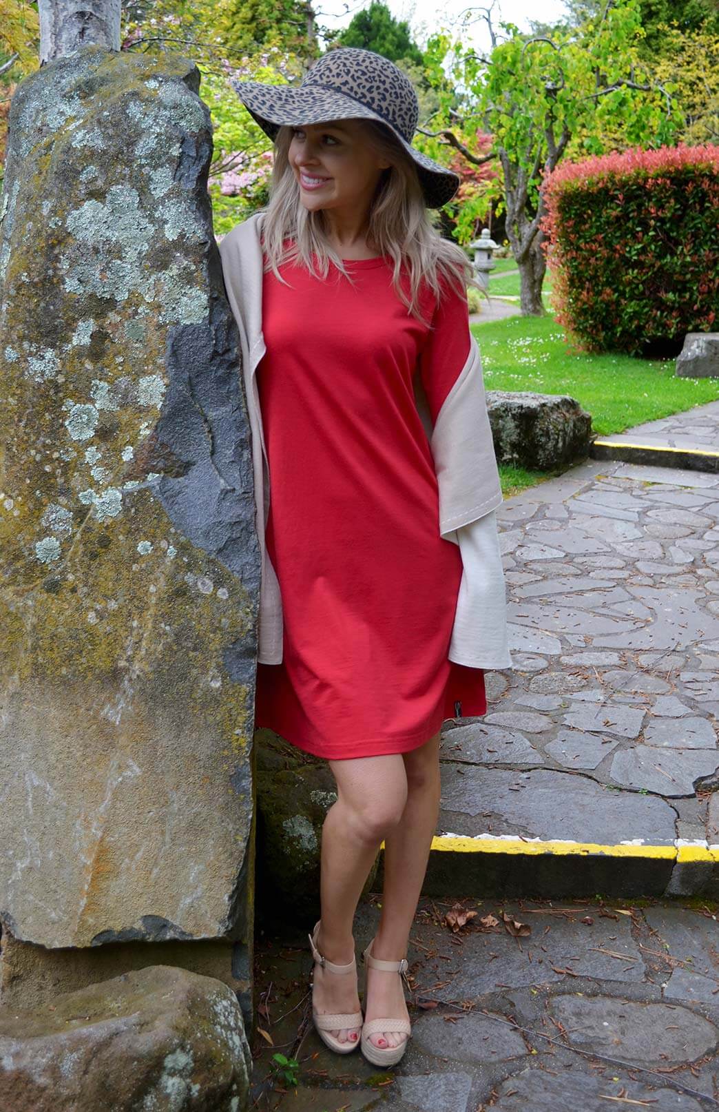 Chilli Red Women's Merino Wool Swing Dress