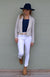 Stone Ivory Stripe Women&#39;s Lapel Jacket
