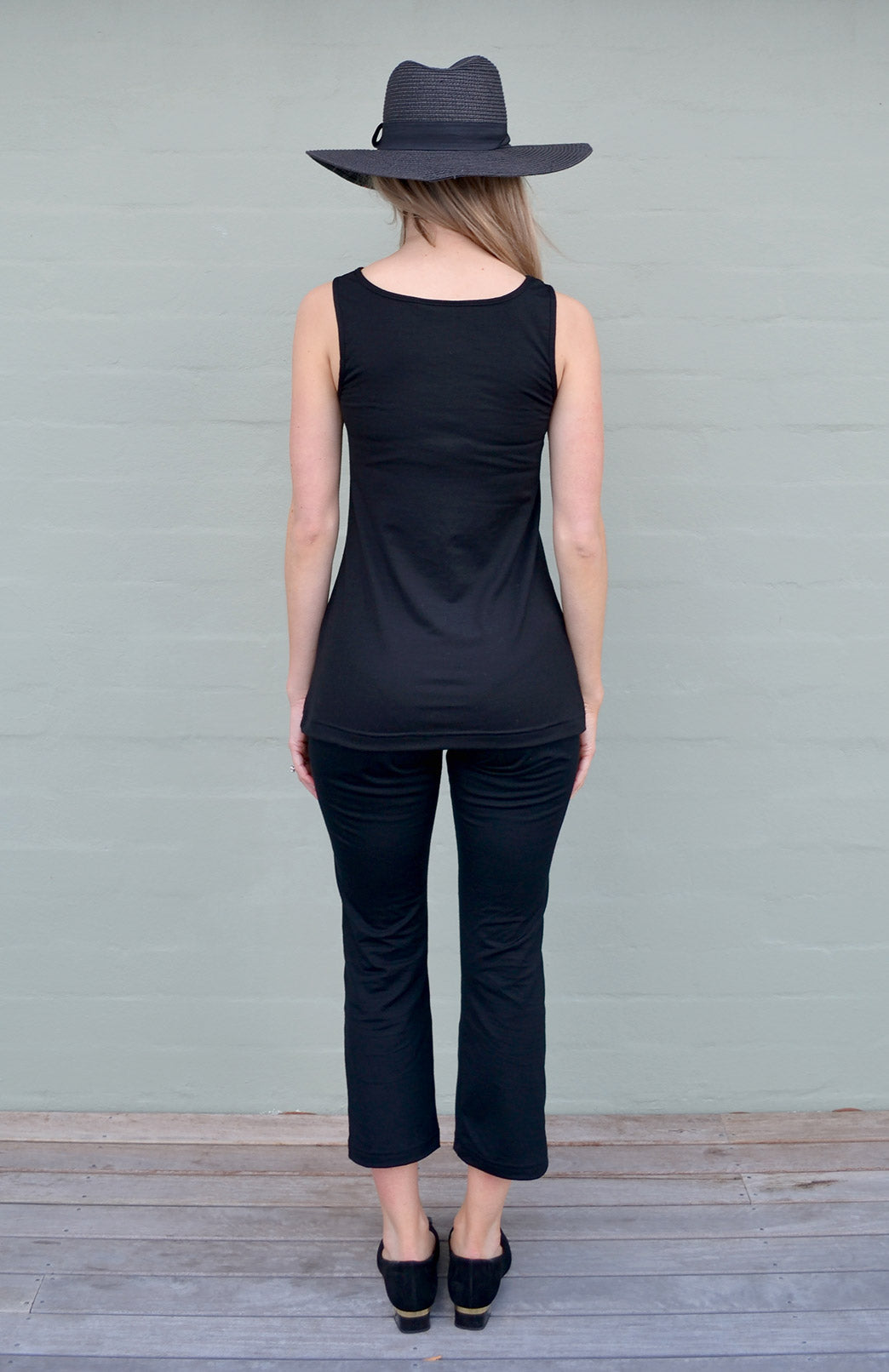 Black Women's Merino Wool Sleeveless Capri Top