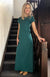 Emerald Green Women&#39;s Merino Wool Maxi Dress with Side Split
