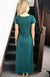 Emerald Green Women&#39;s Merino Wool Maxi Dress with Side Split
