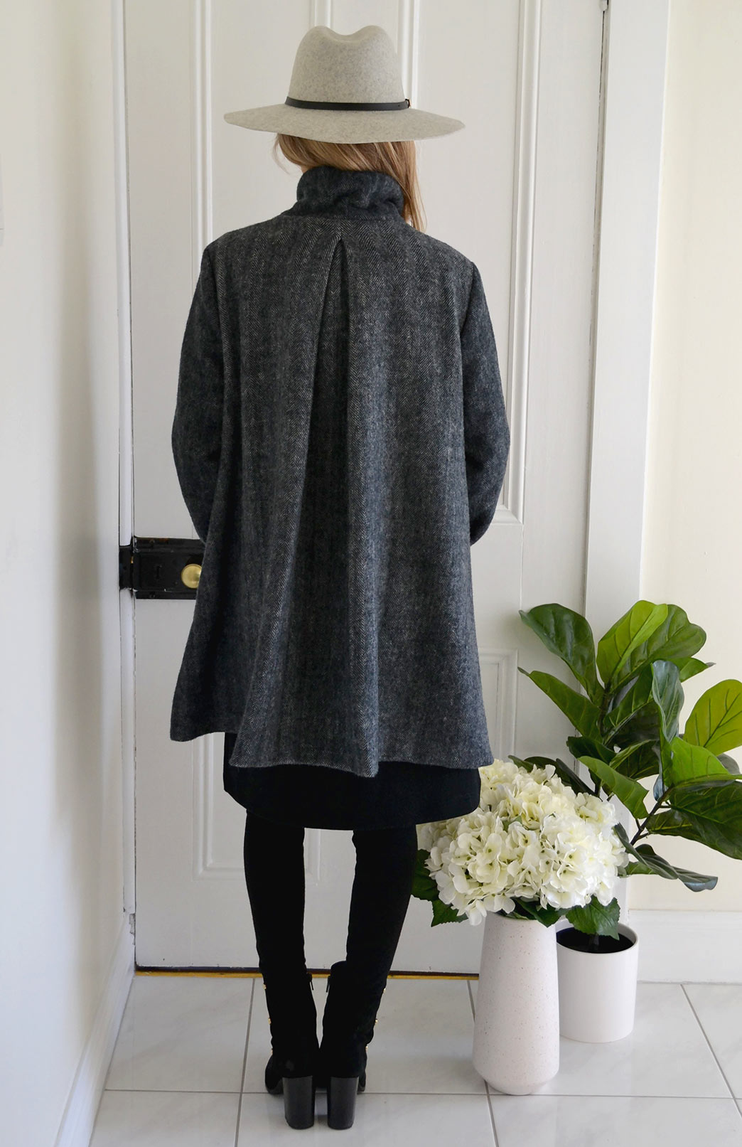 Graphite Herringbone Women's Merino Wool Winter Coat Waverley Woollen Mills