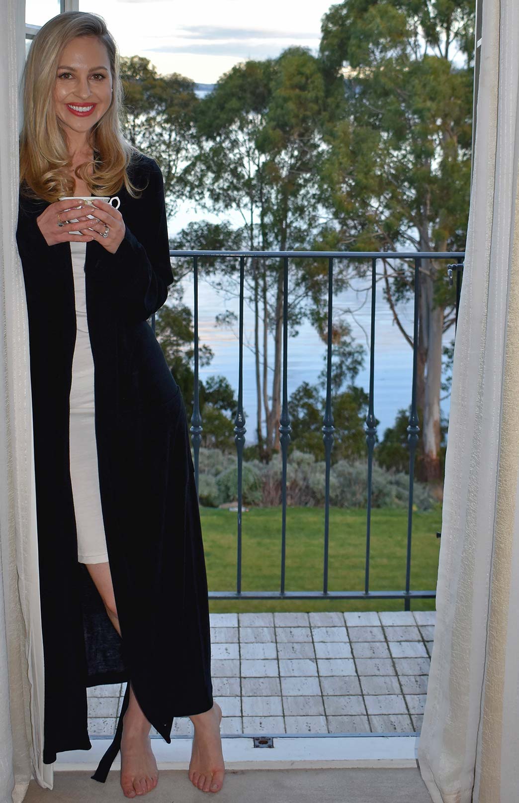 Black Superfine Merino Wool Dressing Gown