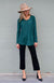 Emerald Green Women&#39;s Merino Wool Long Sleeve Top with Raglan Sleeves
